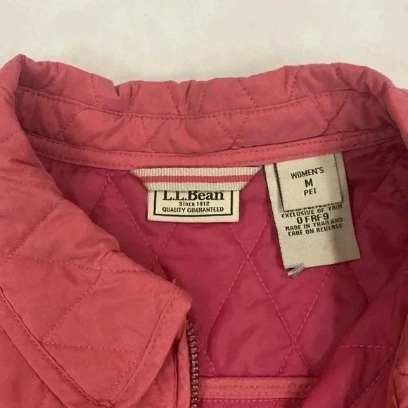 Vintage 90s L.L. Bean Quilted Riding Jacket Pink Full Zip Pockets nylon M Pet - Picture 2 of 10